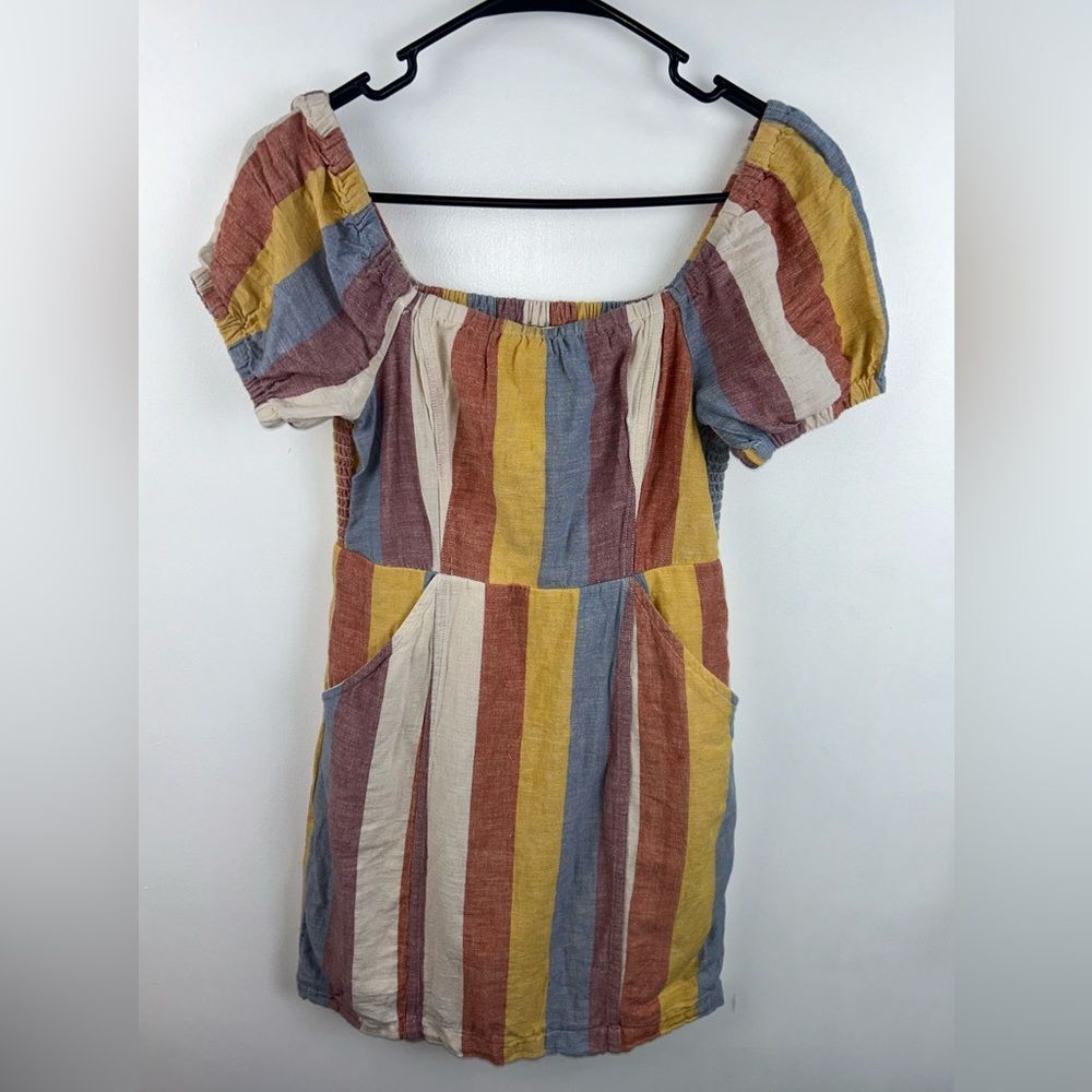 American Eagle Mini Dress Women's Colorful Vertical Striped with Pockets Size XS